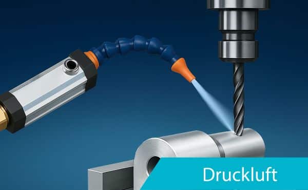 Übersichtbild eines Wirbelrohrs mit Druckluftversorgung